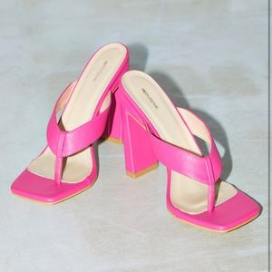 Hot Pink block Mules